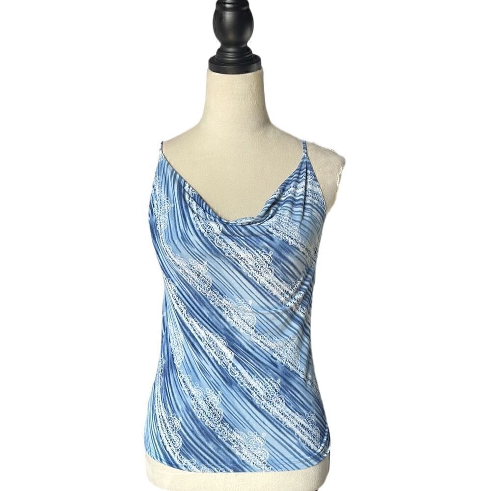 Sam Joy Draped Neck Floral Sleeveless Blouse (Size: Large in Juniors)